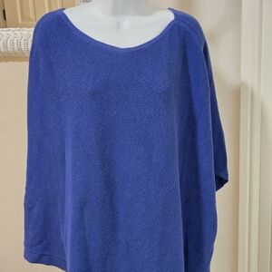 Talbots Royal Blue Knit Poncho Size Med/Large Casual Boho Preloved
